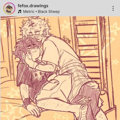 A drawing of a man and a woman hugging each other.