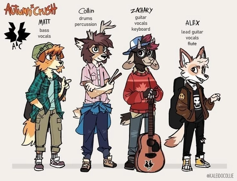 A group of cartoon characters standing next to each other.