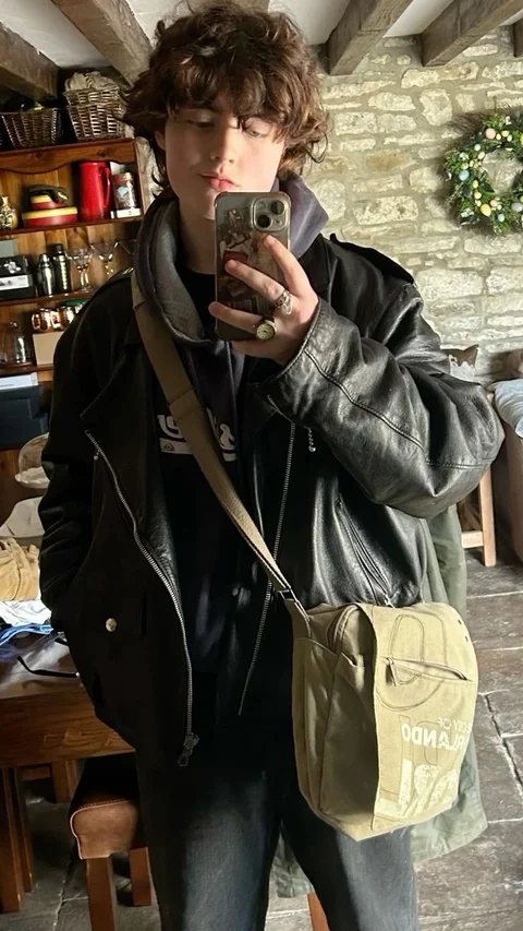 A man taking a picture of himself in a mirror.