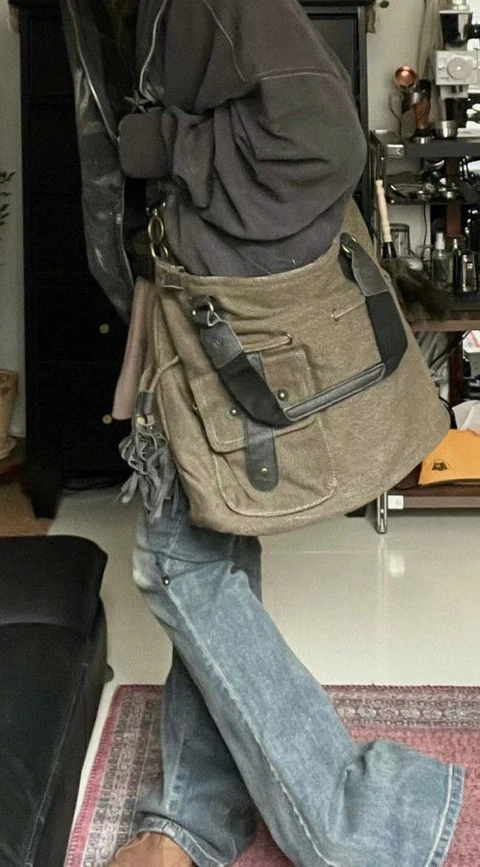 A man with a backpack on his back.