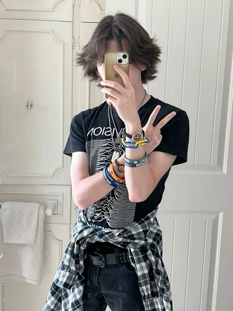 A man taking a picture of himself in a mirror.